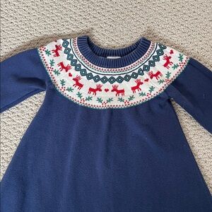 Hanna Andersson Navy Knit Dress with Festive Yoke